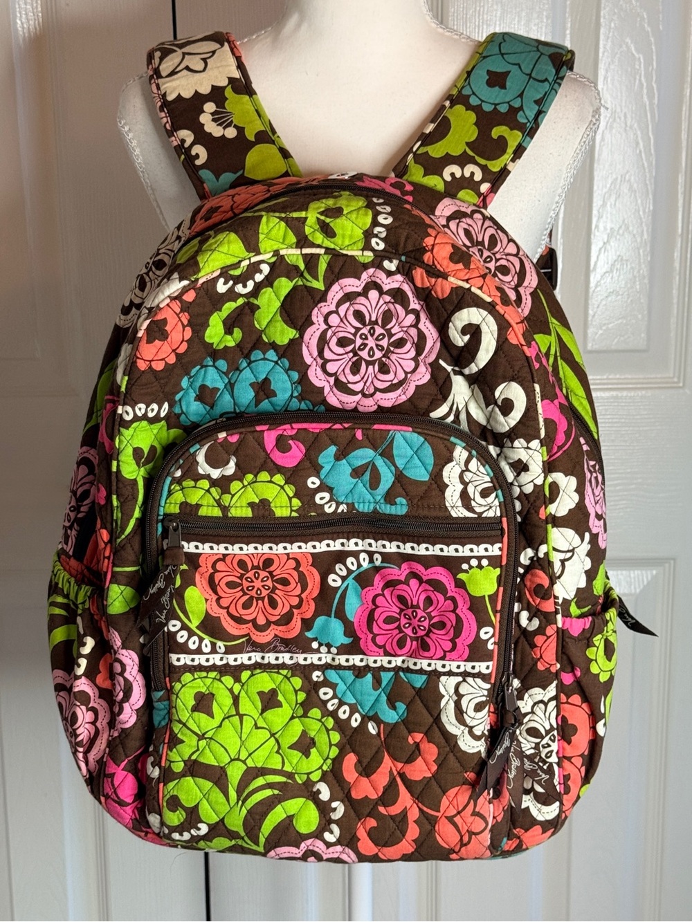 Vera Bradley Quilted Campus Backpack Retired Lola Floral Print EUC School Travel
